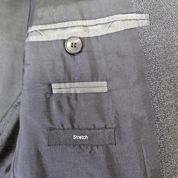 BOSS HUGO BOSS Mens 38R Blazer Slim Fit Micro-Pattern Wool Silk Suit Jacket Gray - Picture 10 of 16